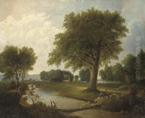 Scene Along The Hudson Oil Painting by Thomas Doughty