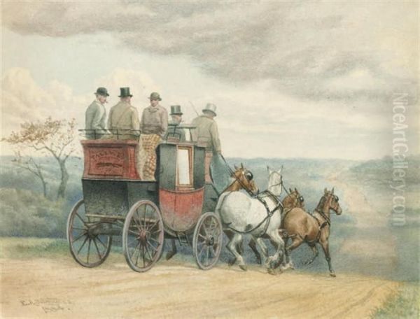 The Stage Coach Tally Ho On The Open Road Oil Painting by Edward Algernon Stuart Douglas