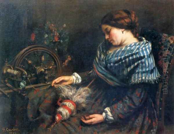 The Sleeping Spinner Oil Painting by Gustave Courbet