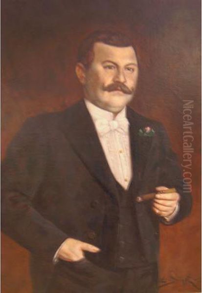 :portrait De Gentilhomme Oil Painting by Edmond Doumont