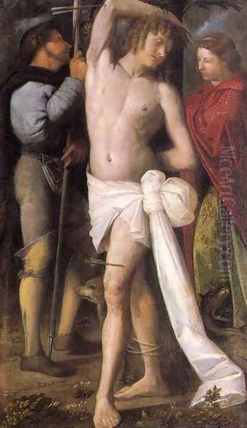 St Sebastian between St Roch and St Margaret Oil Painting by Cariani