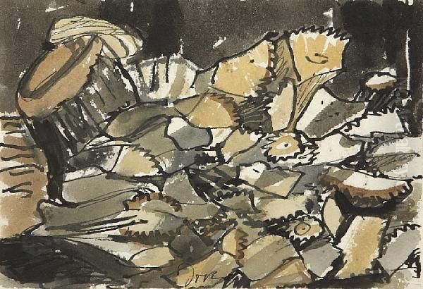 Woodpile Oil Painting by Arthur Garfield Dove