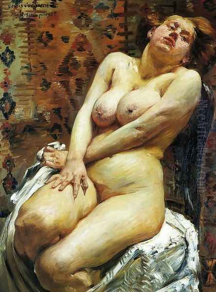 Nana, Female Nude Oil Painting by Lovis (Franz Heinrich Louis) Corinth