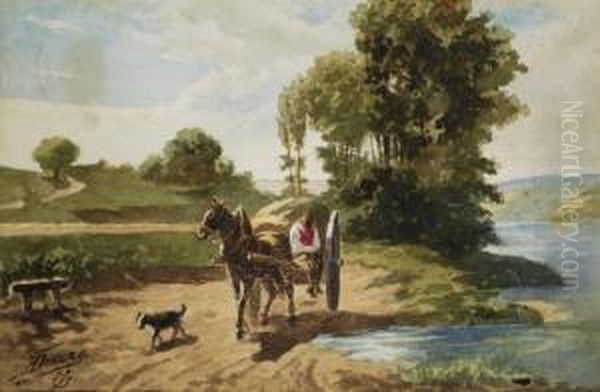 Carretto In Campagna Oil Painting by Achille Dovera