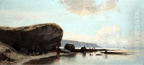 Fishing In The Shallows Oil Painting by Achille Dovera