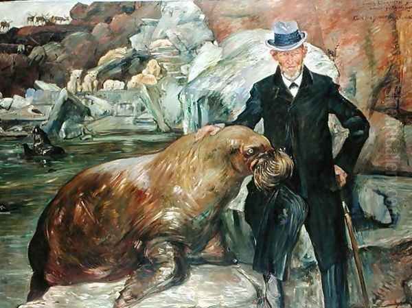 Carl Hagenbeck (1844-1913) in His Zoo, 1911 Oil Painting by Lovis (Franz Heinrich Louis) Corinth