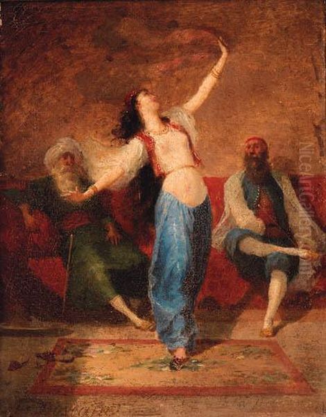 An Arab Dancer Oil Painting by Auguste Viande Doviane