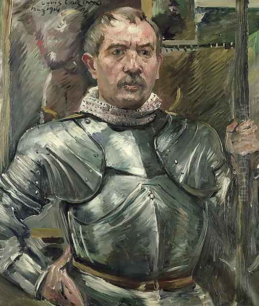 Self portrait in armour, 1914 Oil Painting by Lovis (Franz Heinrich Louis) Corinth