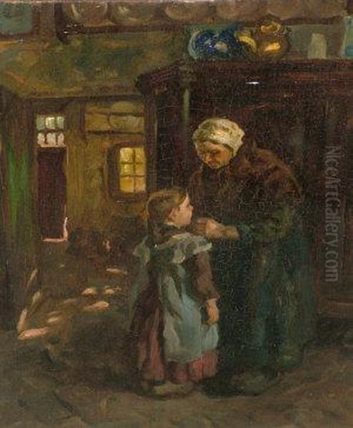 Grannie's Care Oil Painting by John Patrick Downie