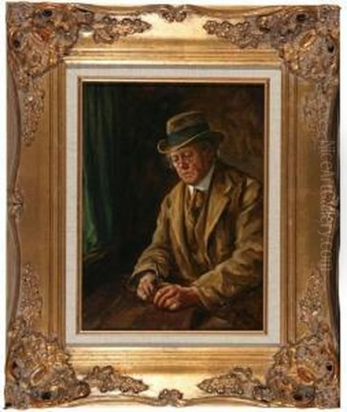 ''the Broker''. Oil Oncanvas. Attractive Gilt-composition Frame. Signed L.r Oil Painting by John Patrick Downie