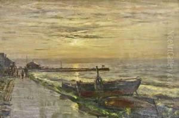 Sunset After Storm, Largs Oil Painting by John Patrick Downie