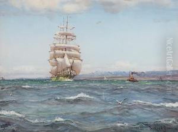 The Old Green Barque, Firth Of Clyde Oil Painting by Patrick Downie