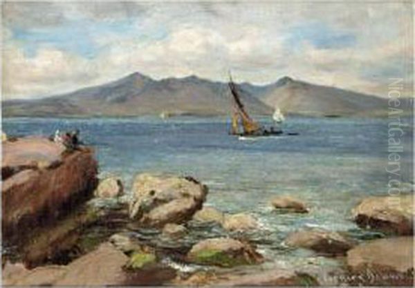 The Isle Of Arran From Portincross Oil Painting by Patrick Downie