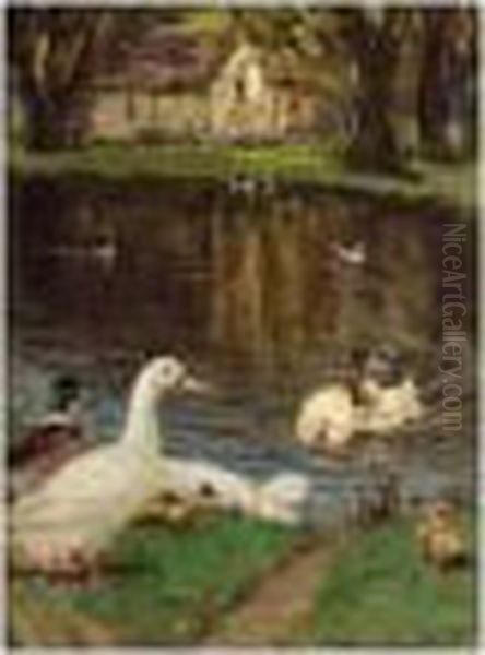 The Duck Pond Oil Painting by Patrick Downie