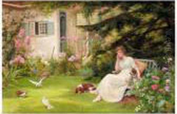 Her Favourite Pets Oil Painting by Delapoer Downing