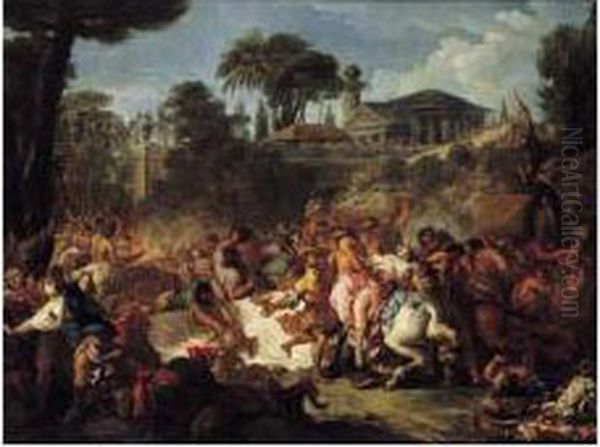 Le Combat Des Centaures Et Des Lapithes, Ou Les Noces De Pirithous Et D'hippodamie. Oil Painting by Gabriel Francois Doyen