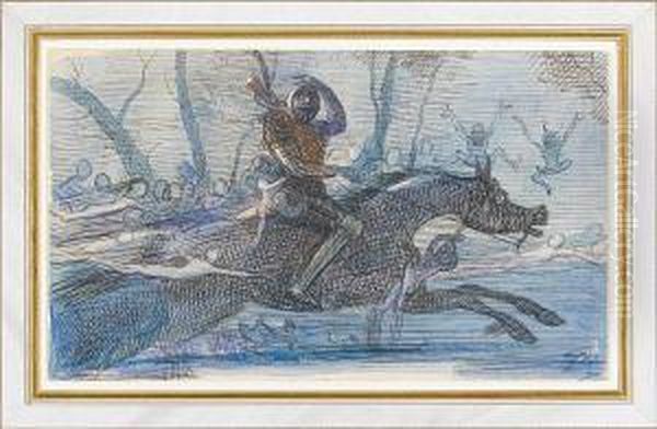 The Knight Pursued By Sprites Oil Painting by Richard Doyle