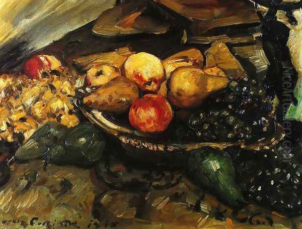 Still Life with Fruit and Wine Glass Oil Painting by Lovis (Franz Heinrich Louis) Corinth