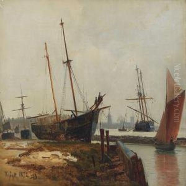 Scenery From Koge Havn Oil Painting by Holger Drachmann