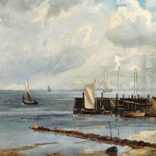 Near Rorvig Harbour Oil Painting by Holger Drachmann