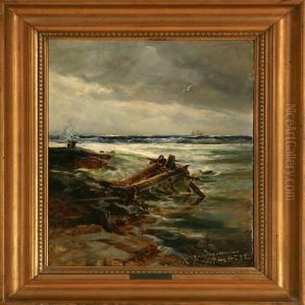 Breakers At Gothenburg Skerries, Sweden Oil Painting by Holger Drachmann