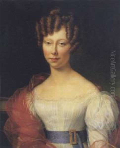 Portarit Of Caroline Marie Groeninx Van Zoelen Oil Painting by Alexandre-Jean Dubois Drahonet