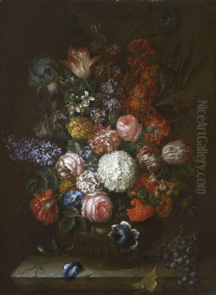 Blumenstillleben Oil Painting by Johann Baptist Drechsler