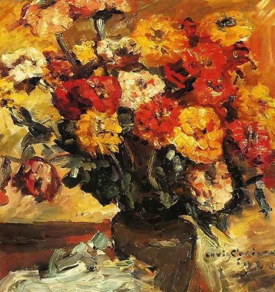 Zinnias in a Vase, 1924 Oil Painting by Lovis (Franz Heinrich Louis) Corinth