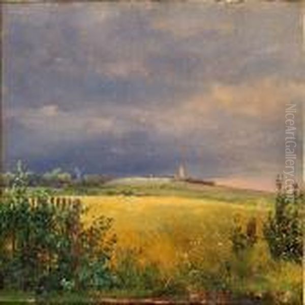 Landscape With A Gathering Storm Oil Painting by Dankvart Dreyer