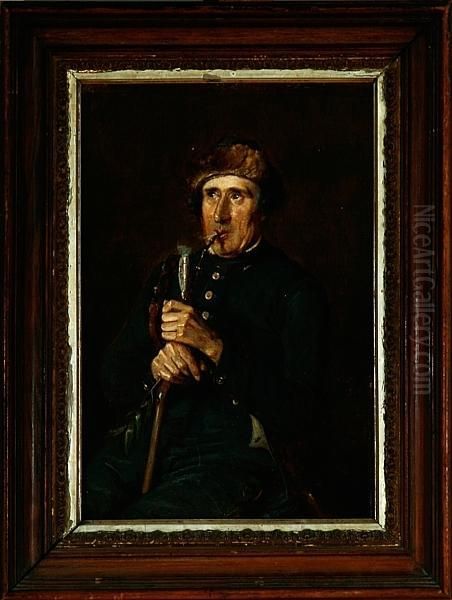 Ascribed: Pibe Smoking Soldier. Unsigned Oil Painting by Dankvart Dreyer