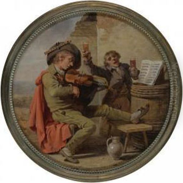 The Musician And The Drinker Oil Painting by Martin Drolling Oberbergheim