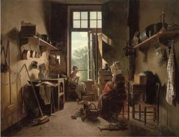 Interior Of A Kitchen Oil Painting by Martin Drolling Oberbergheim