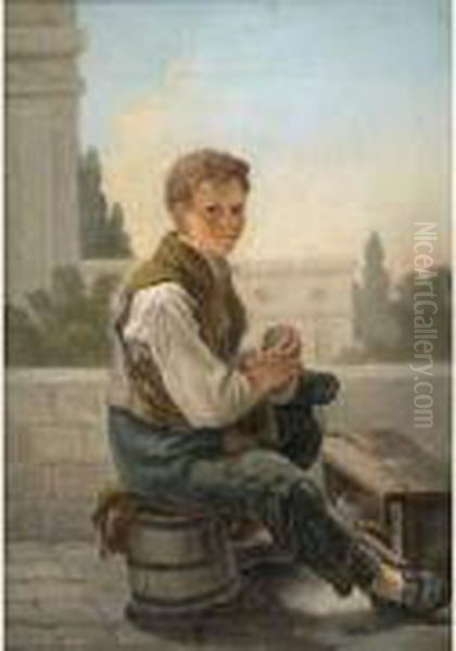 Le Petit Cireur De Bottes Oil Painting by Martin Drolling Oberbergheim