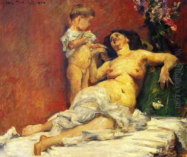 Mother and Child Oil Painting by Lovis (Franz Heinrich Louis) Corinth