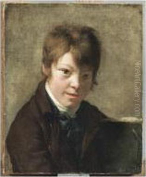 Portrait De Jeune Garcon, 
Presumement Le Fils De L'artiste, Michel Martin A L'age De 11 Ans Oil Painting by Martin Drolling Oberbergheim