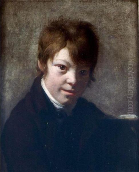 Portrait Of A Young Boy, Said To Be The Artist's Son, Michel-martin, Age 11 Oil Painting by Martin Drolling Oberbergheim