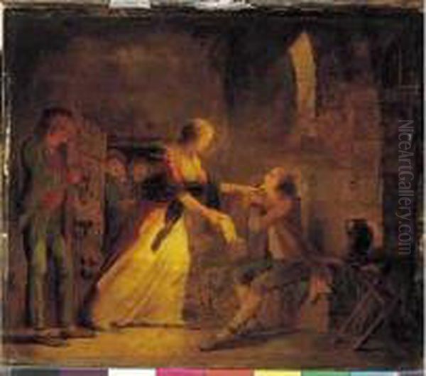 La Visite Au Prisonnier Sous La Terreur Oil Painting by Martin Drolling Oberbergheim