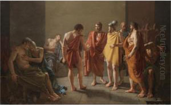 A Subject Taken From Ancient 
History, Traditionally Thought To Represent The Death Of Seneca Oil Painting by Michel-Martin Drolling