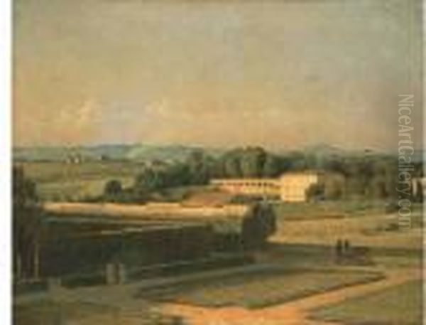 Vue Des Jardins De La Villa Medicis Oil Painting by Michel-Martin Drolling