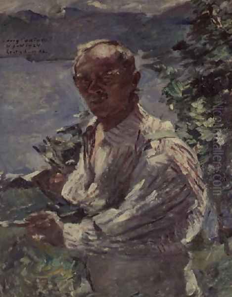 Self Portrait at Walchensee, Bavaria Oil Painting by Lovis (Franz Heinrich Louis) Corinth