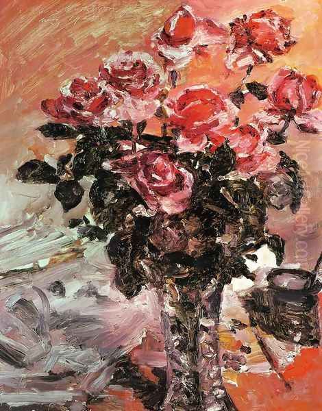 Pink Roses Oil Painting by Lovis (Franz Heinrich Louis) Corinth