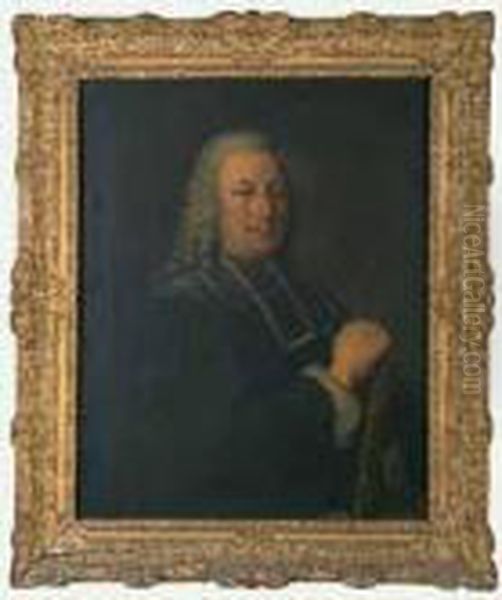 Portrait D'un Pretre Tenant Le Livre Des Lois Ecclesiastiques Oil Painting by Hubert Drouais