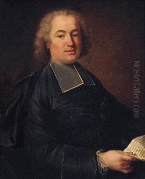 Portrait Of A Cleric, Half-length, Holding A Letter Oil Painting by Hubert Drouais