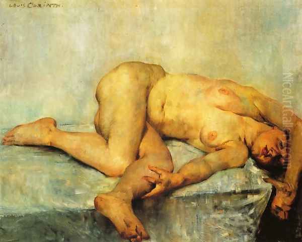 Reclining Female Nude Oil Painting by Lovis (Franz Heinrich Louis) Corinth