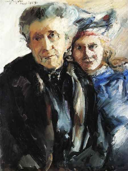 Grandmother and Granddaughter Oil Painting by Lovis (Franz Heinrich Louis) Corinth