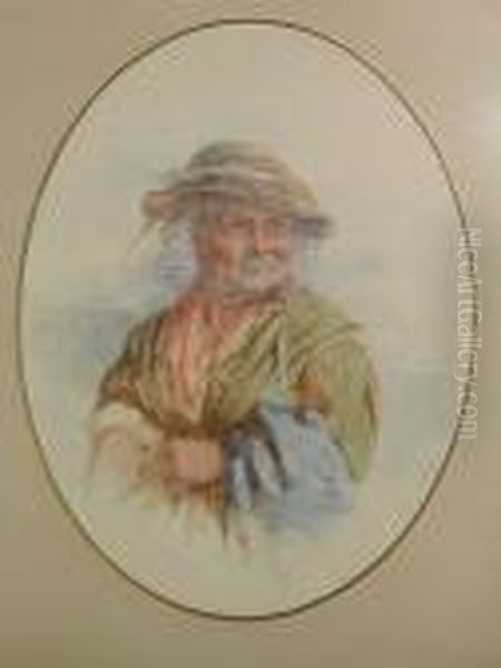 Portraits Of An Old Fisherman And Woman Oil Painting by James Drummond