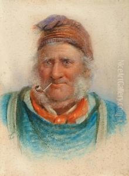 A Cornish Fisherman Oil Painting by James Drummond