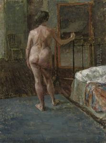 Nude In An Interior Oil Painting by Malcolm Drummond