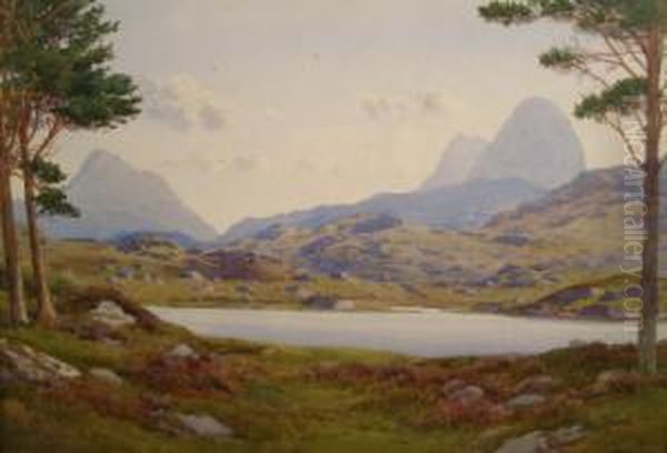 View Of Lough Corrib With Connemara Mountains Beyond Oil Painting by George, Captain Drummond-Fish