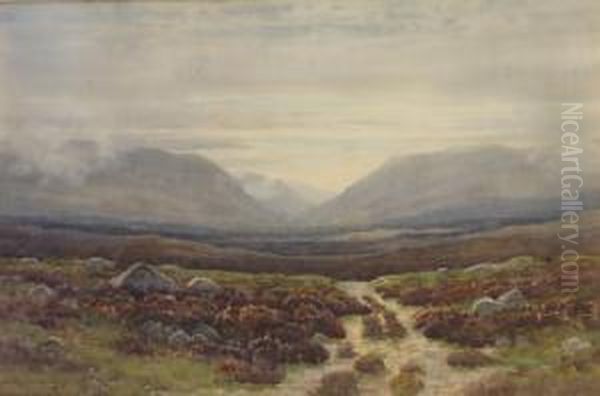 Connemara Mountain Landscape Oil Painting by George, Captain Drummond-Fish